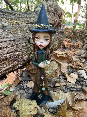 Faery Witch Lyra and Her Gazing Ball Fantasy Sculpture