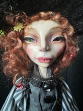 Load image into Gallery viewer, Close-up portrait of Hester Briarhollow with copper curls and a leaf in her hair