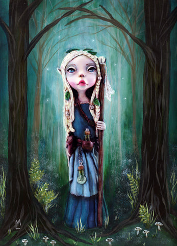 Allura Woodland Elf Mage Fine Art Fantasy Giclee Print