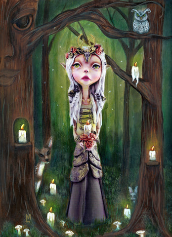 Eilish Woodland Elf Druid Fine Art Fantasy Giclee Print