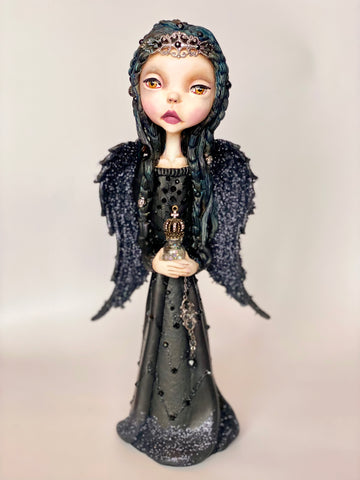 Huginn Fantasy Raven Girl Fairy Elven Sculpture