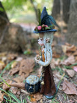 Faery Witch Morraen and Her Bubbling Cauldron Fantasy Sculpture