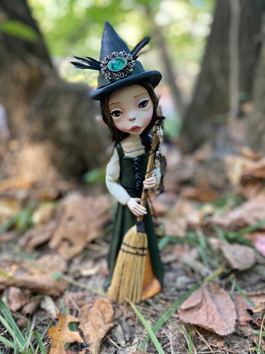 Fairy Witch Tinesi with Her Enchanted Broom Fantasy Sculpture